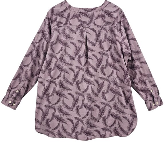 Duluth Trading Company Womens Plus Size 1X Wrinklefighter Purple‎ Feathers Tunic - Picture 6 of 10